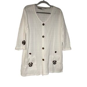 Casual‎ CottonSeed Wear Lagenlook style white button up blouse boho